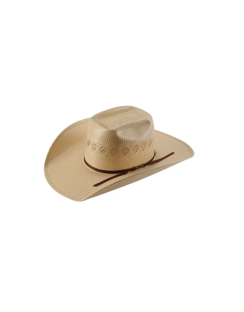 American Hat Company Straw Hat Regular Crown Basket Weave Tan White