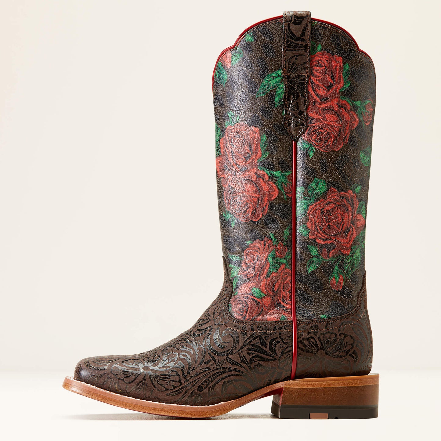 Ariat Women's Frontier Farrah Western Boot Chocolate Floral Emboss ...