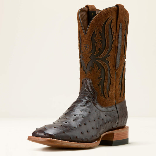 ESPRESSO FULL QUILL OSTRICH|TAN SUEDE