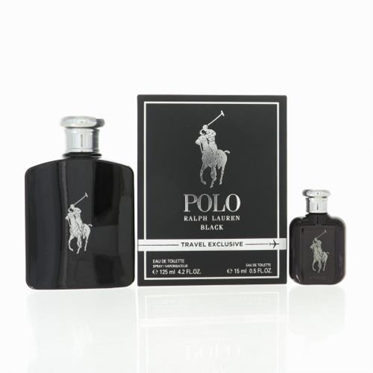 Polo Ralph Lauren Black Man Eau de Toilette Spray 2 Piece Gift Set 4.2 OZ and 0.5 OZ