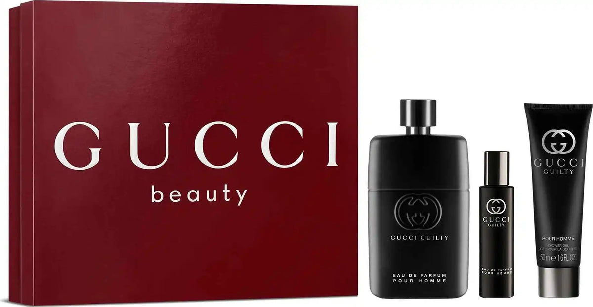 Gucci Guilty 3 Piece Gift Set Man Eau de Parfum Pour Homme Natural Spray 3.0 OZ