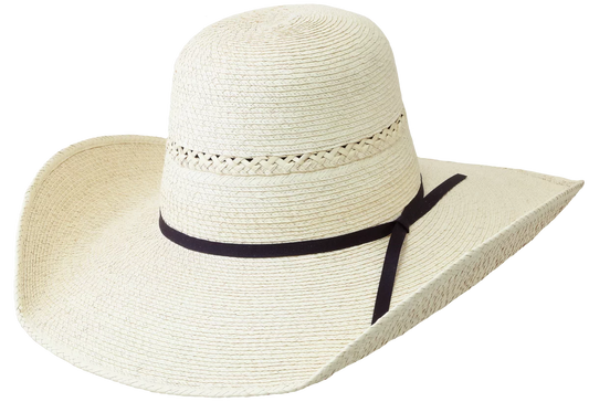SunBody Hats Guatemala Trenza Black Band 2 Ply 5" Brim Palm Leaf Hat Tan