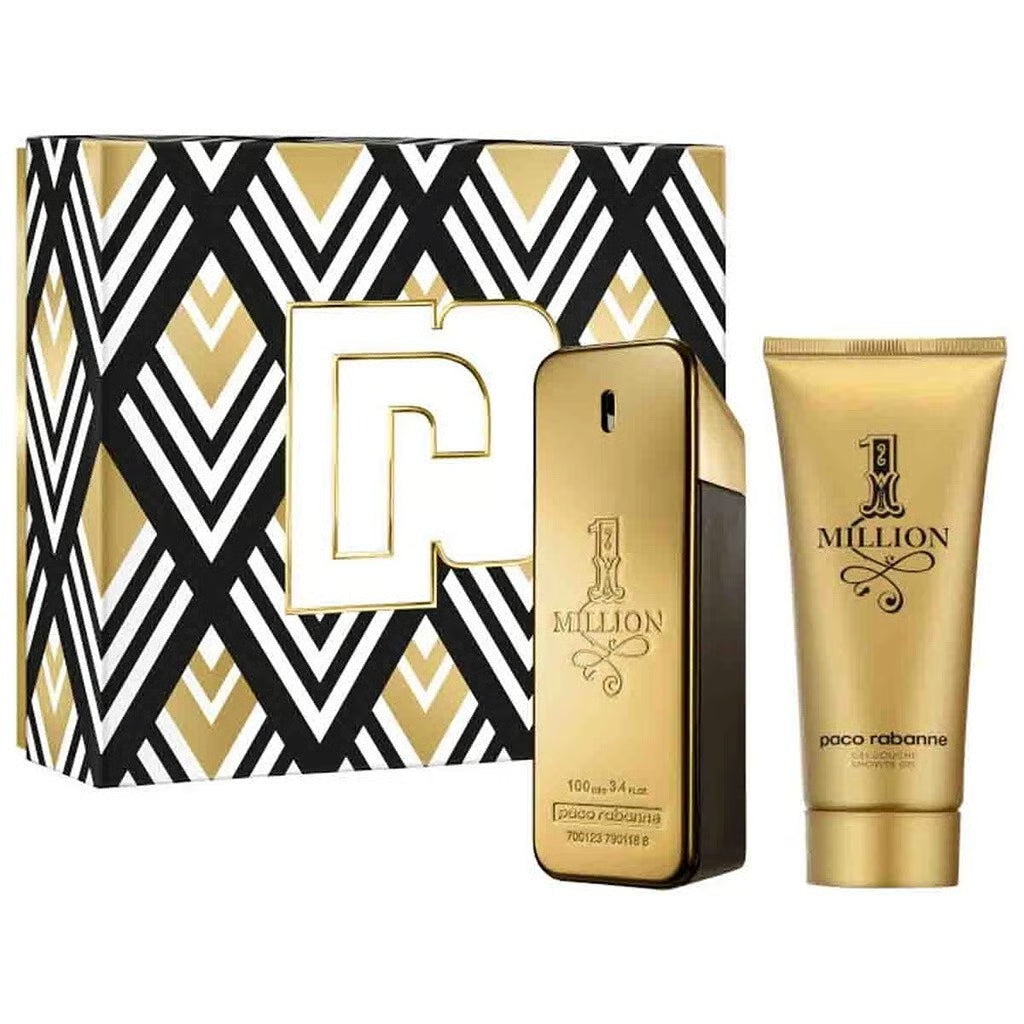 1 Million by Paco Rabanne Fragrance for Men 2 Piece Gift Set Eau De Toilette Natural Spray 3.4 Oz
