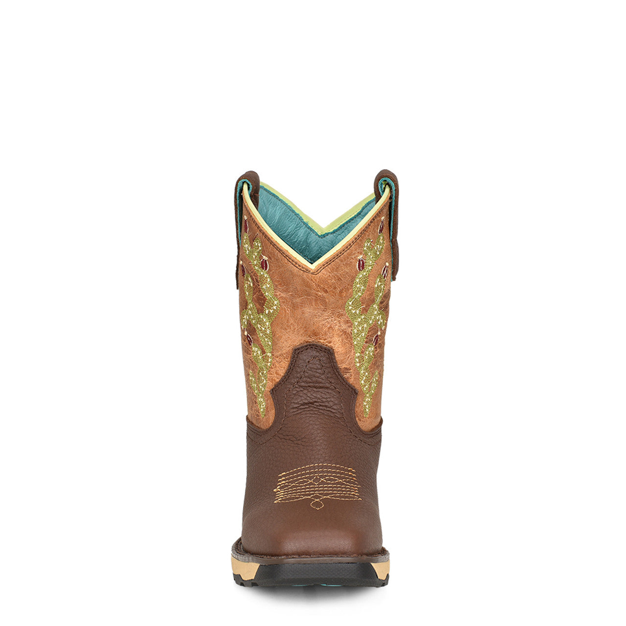 Corral Boots Ladies Farm And Ranch Dual Density Sole Square Toe Hydro Resist Boot Chocolate/Tan Top Cactus