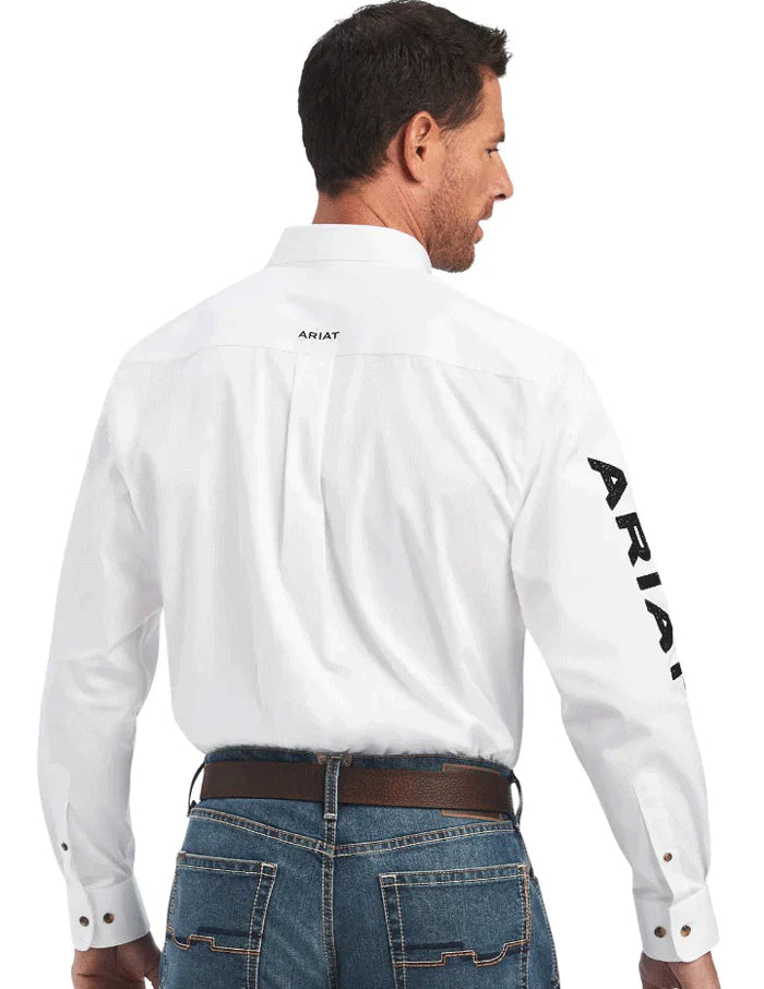 Ariat Men's Team Logo Twill Classic Fit Shirt White/Black