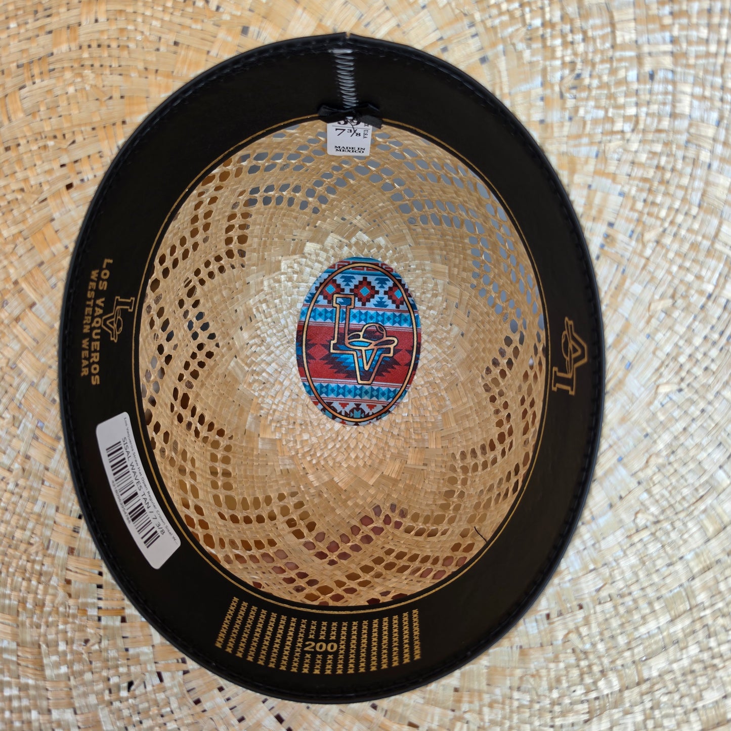 Los Vaqueros Straw Hat Open Regular Crown Sisal Waves Tan