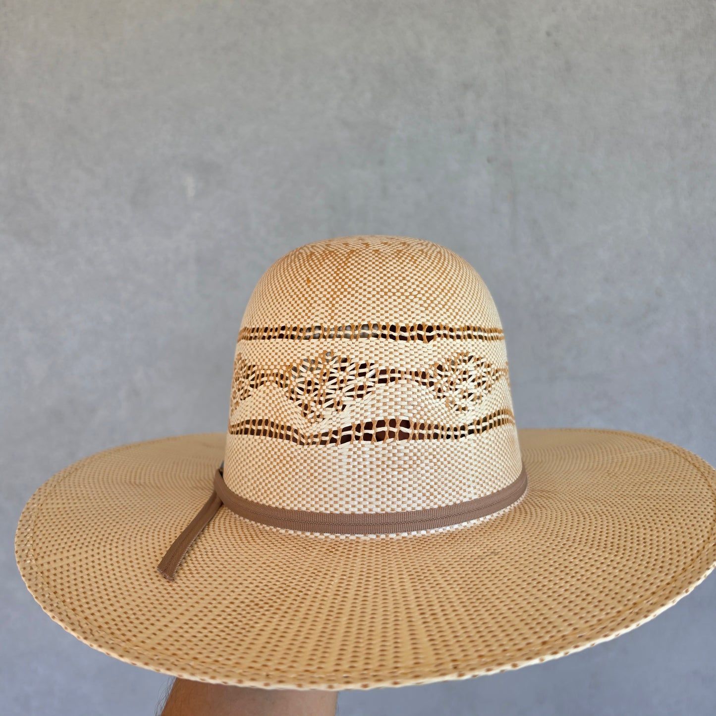 Los Vaqueros Kids Straw Hat Open Regular Crown Bangora Stars White Copper