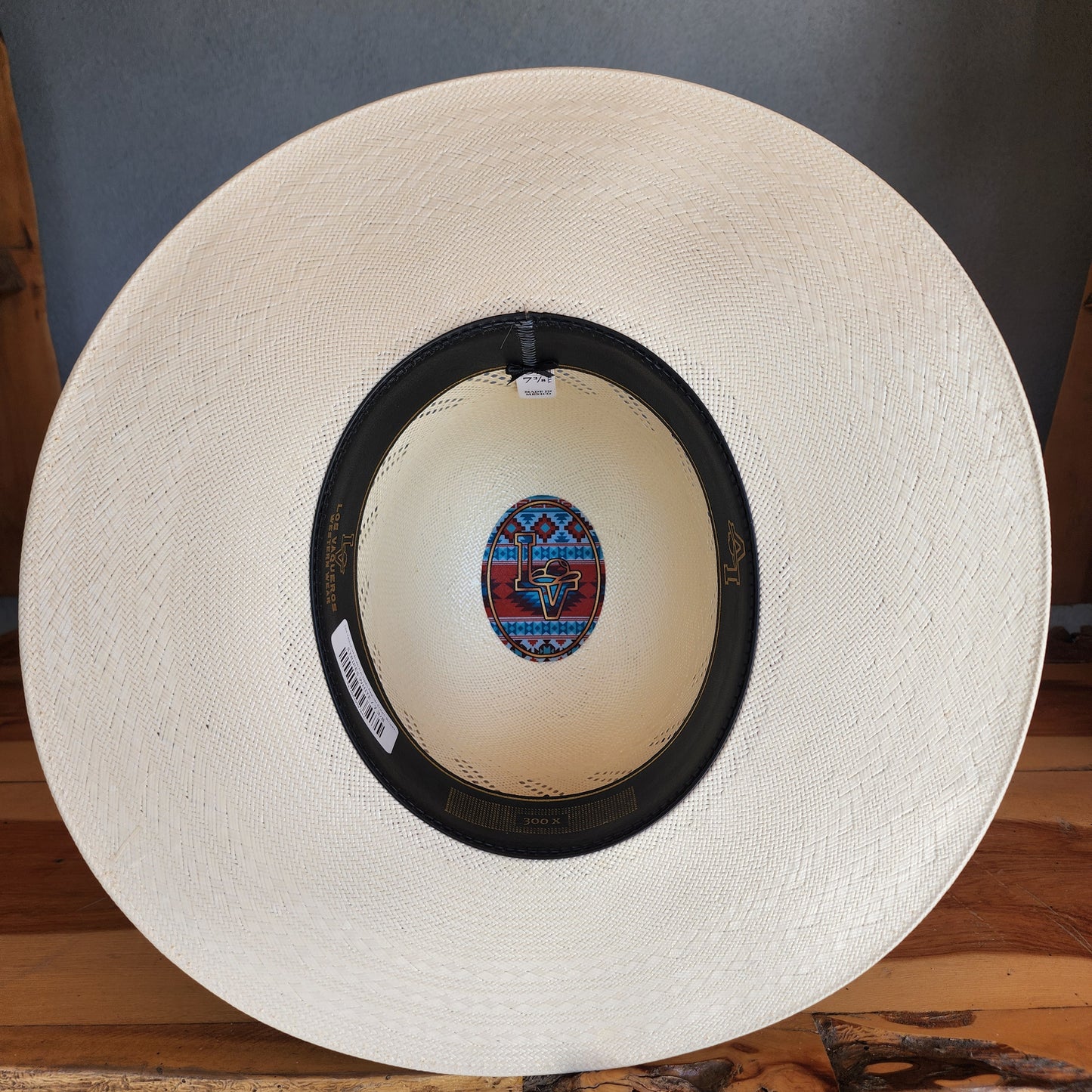 Los Vaqueros Straw Hat Open Regular Crown Stripes White