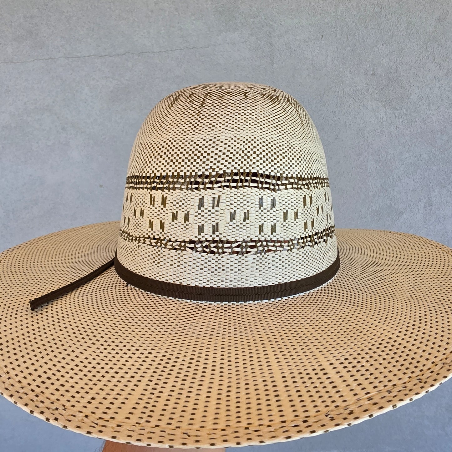 Los Vaqueros Kids Straw Hat Open Regular Crown Bangora Chess Tan Olive