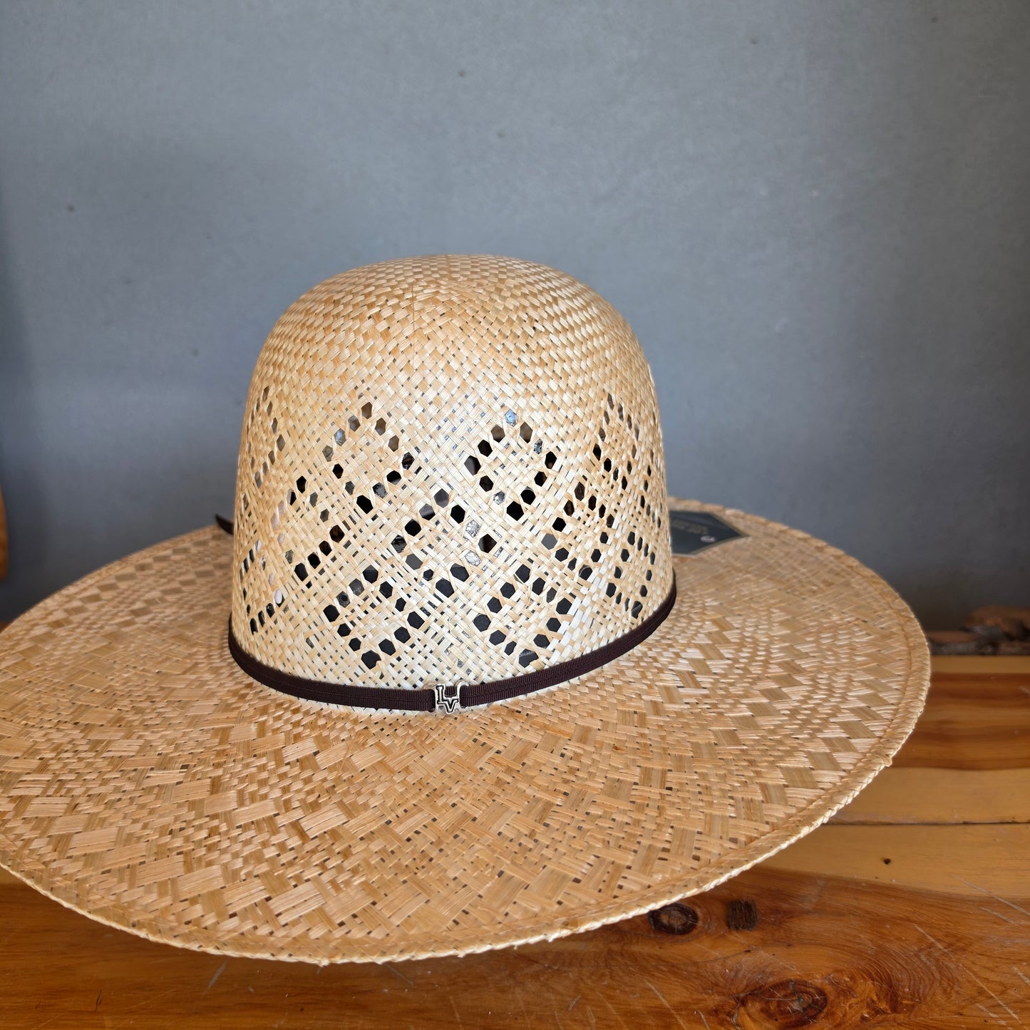 Los Vaqueros Straw Hat Open Regular Crown Sisal Cuadros Tan