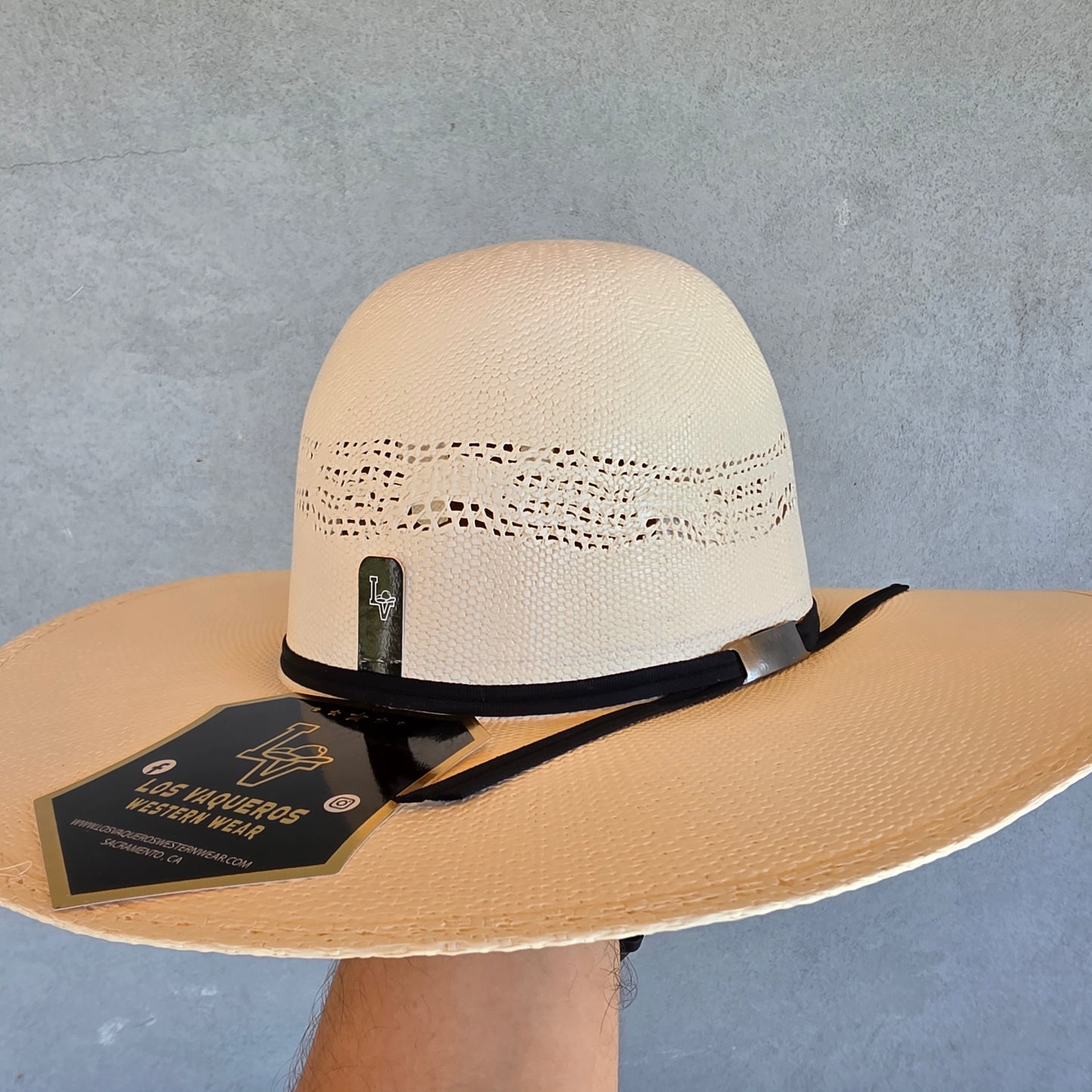 Los Vaqueros Kids Straw Hat Open Regular Crown Bangora Original Snow White