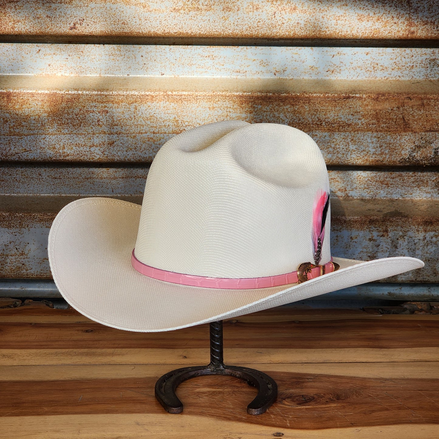 Laredo Straw Hat Telar "LA DAMA" Regular Crown 1000x Estilo Sinaloa WHITE/PINK