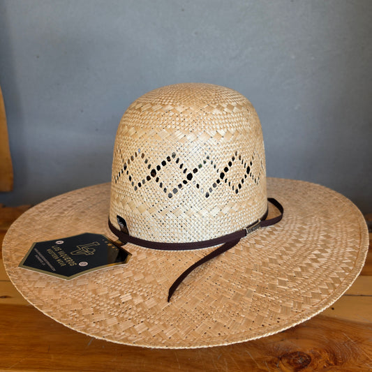 Los Vaqueros Straw Hat Open Regular Crown Sisal Diamonds Tan