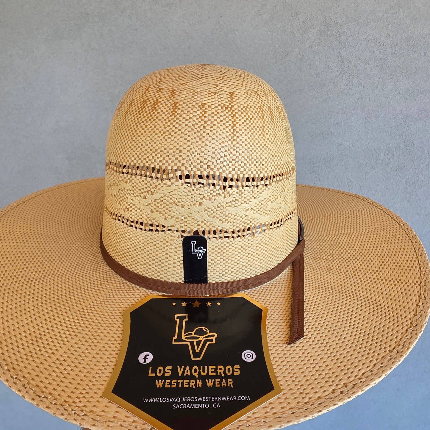 Los Vaqueros Kids Straw Hat Open Regular Crown Bangora Dirty Road Tan Copper