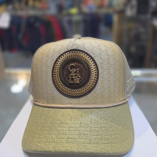 Cuadra Gold Metal Patch Leather Cap Snapback CP012