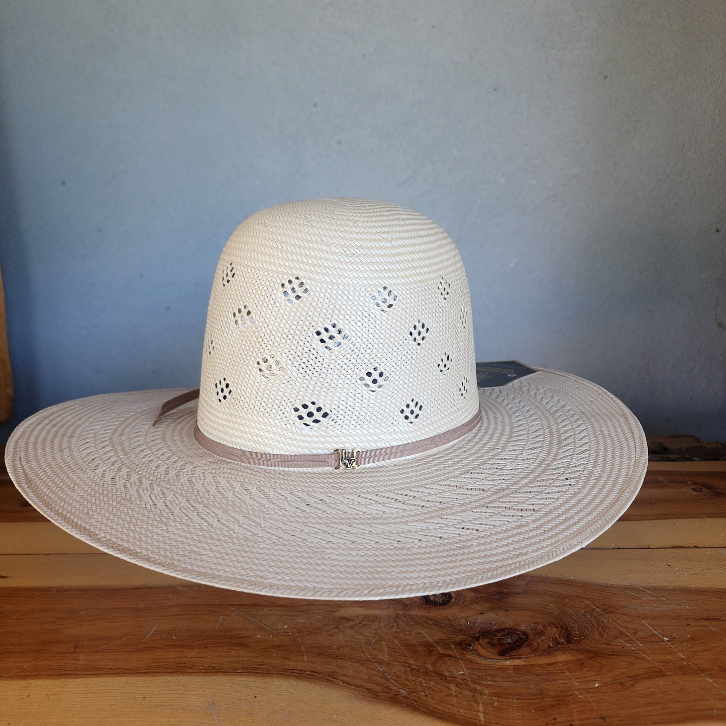Los Vaqueros Straw Hat Open Regular Crown Diamond Conley Tan White