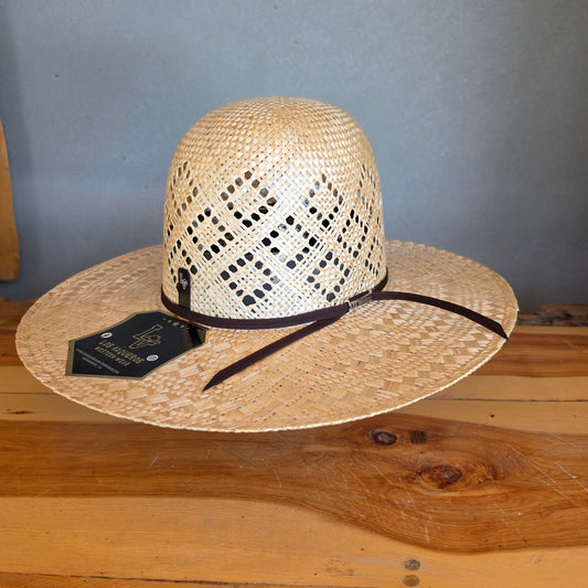 Los Vaqueros Straw Hat Open Regular Crown Sisal Cuadros Tan