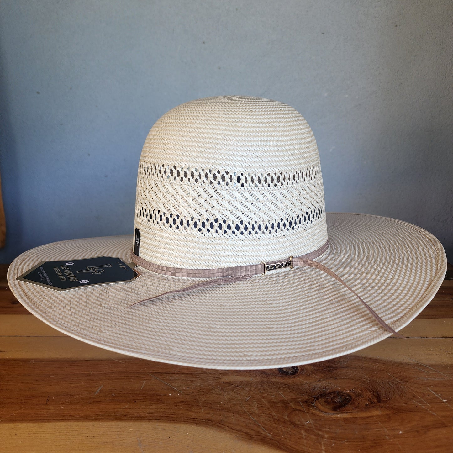 Los Vaqueros Straw Hat Open Regular Crown Corral Tan White