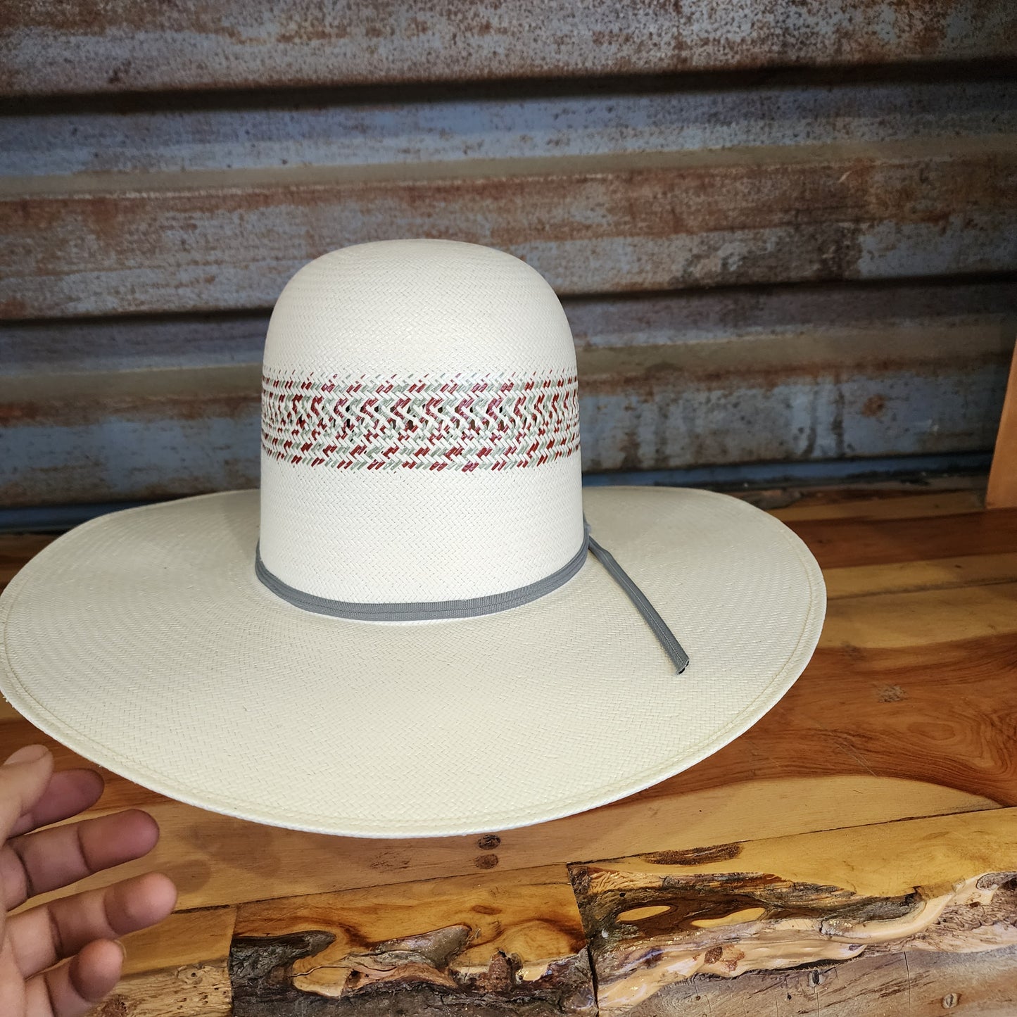 Los Vaqueros Straw Hat Regular Crown Red River White
