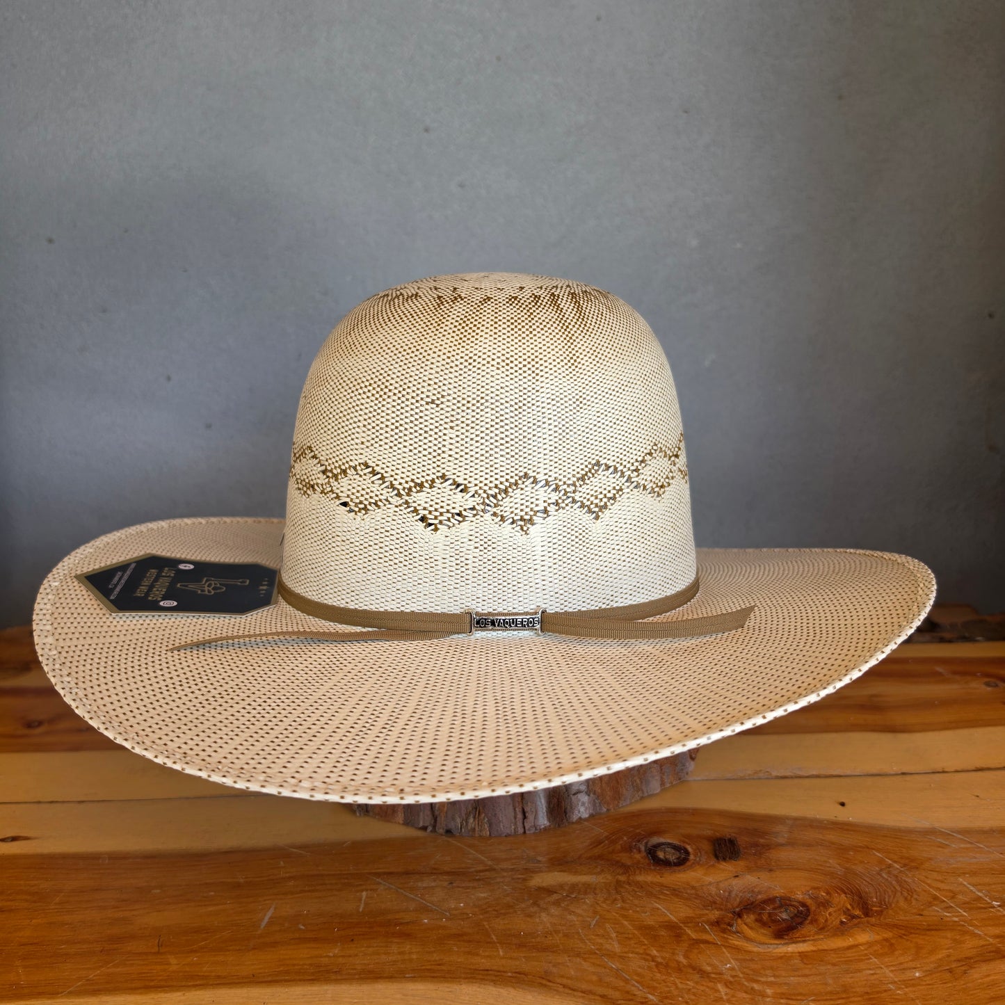 Los Vaqueros Straw Hat Open Regular Crown Bangora Diamond Tan Brown