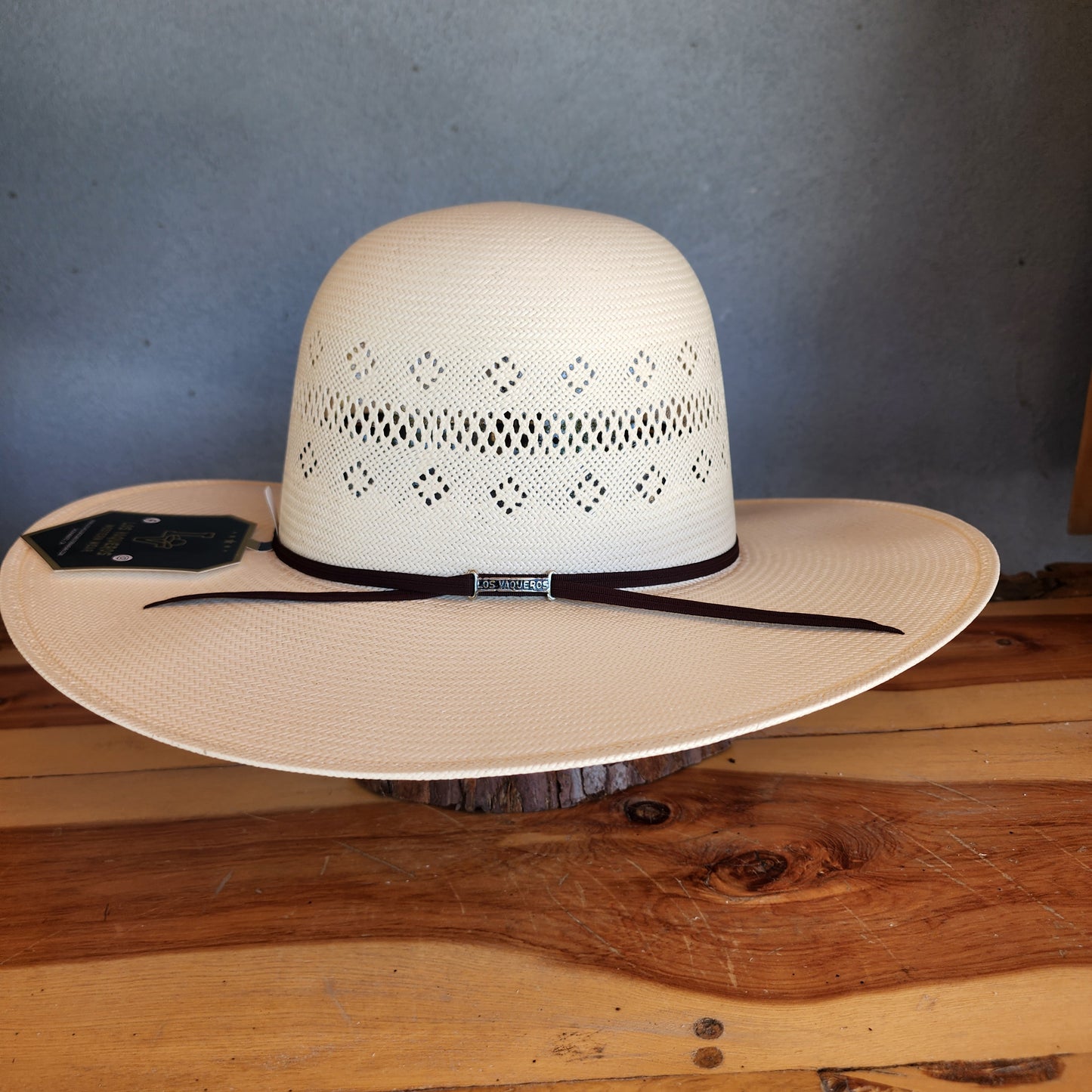 Los Vaqueros Straw Hat Open Regular Crown Baker White