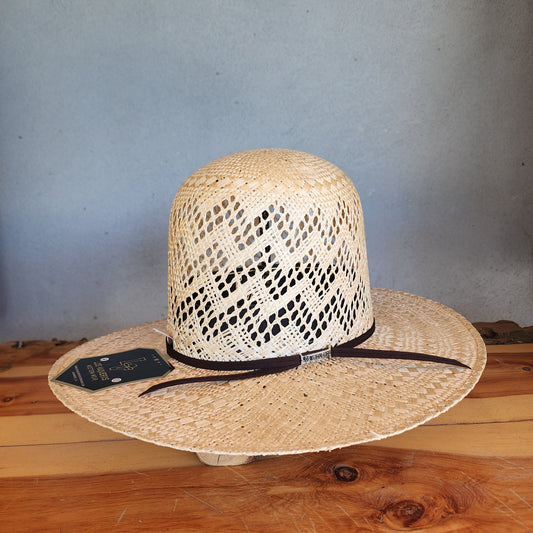 Los Vaqueros Straw Hat Open Tall Crown Sisal Waves Tan