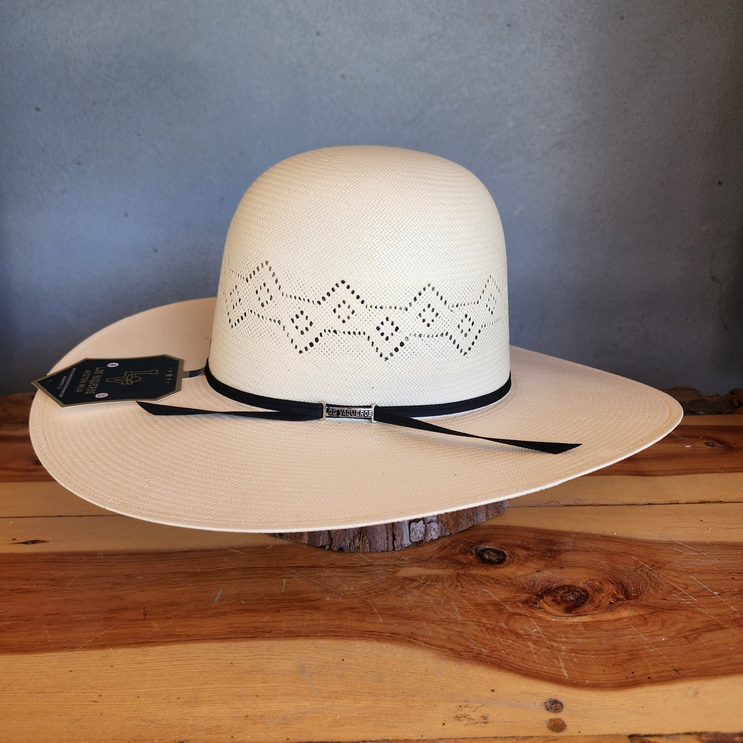 Los Vaqueros Straw Hat Open Regular Crown Broncbank White