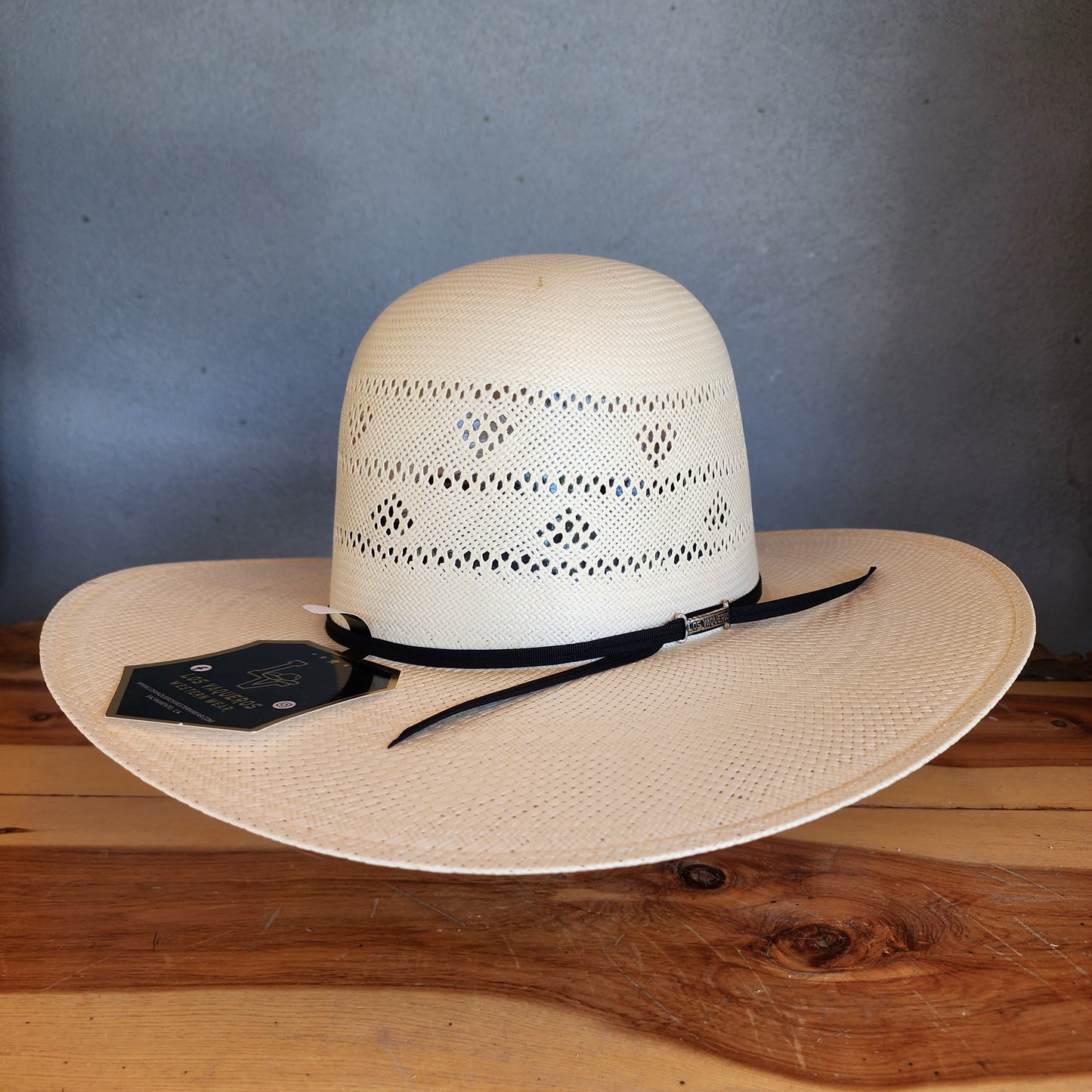 Los Vaqueros Straw Hat Open Regular Crown Strawberry White
