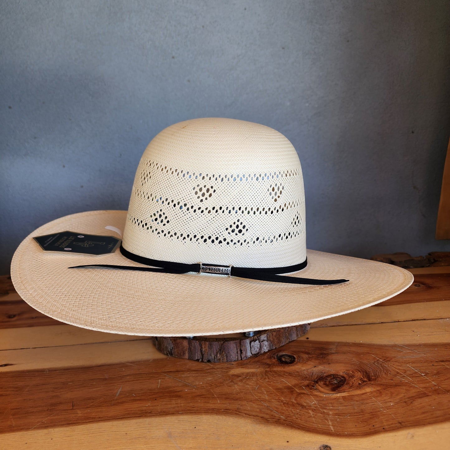 Los Vaqueros Straw Hat Open Regular Crown Strawberry White