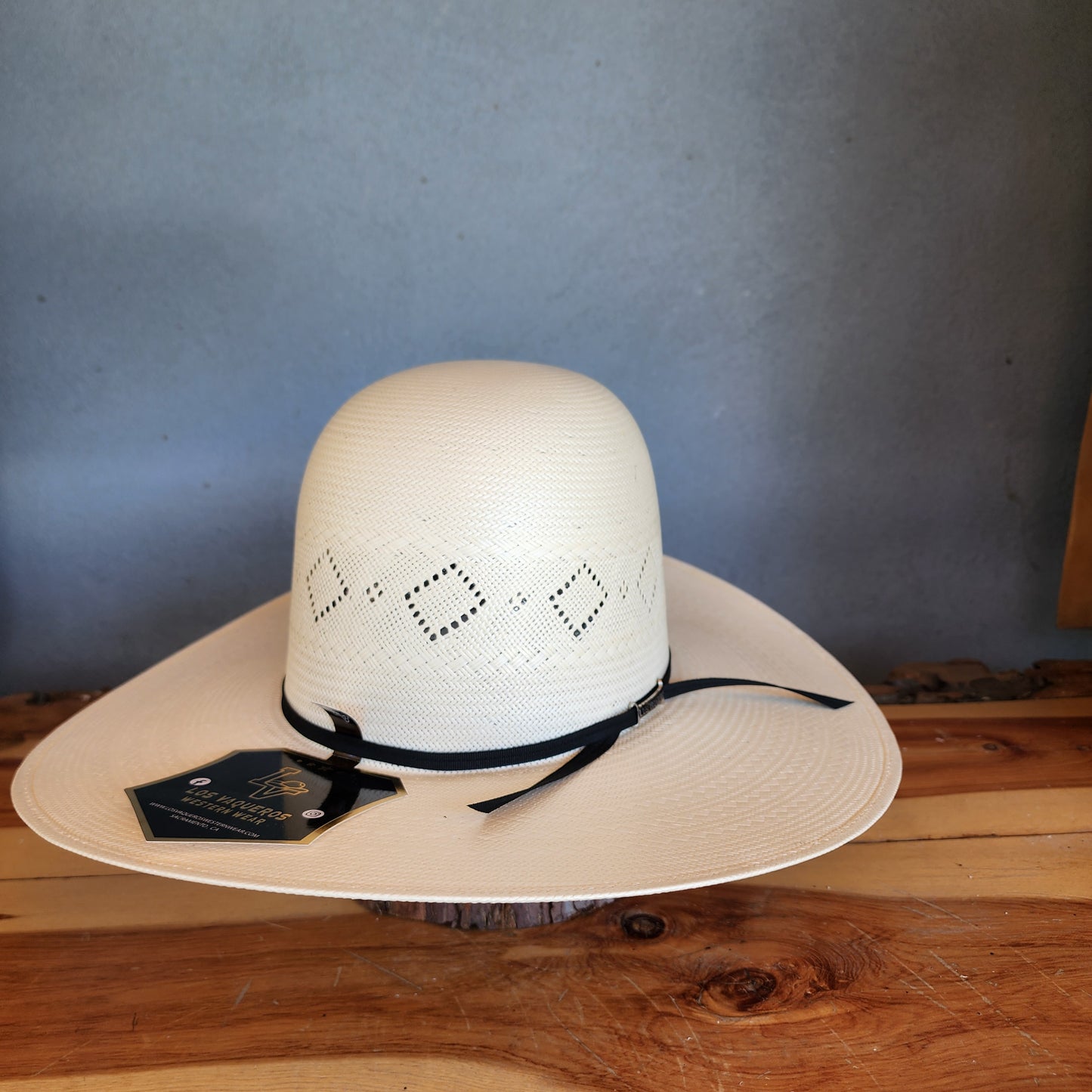 Los Vaqueros Straw Hat Open Regular Crown Diamond Ice White