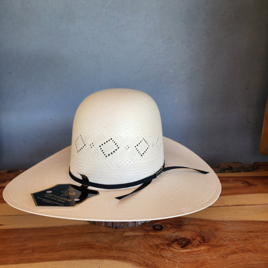 Los Vaqueros Straw Hat Open Regular Crown Diamond Ice White
