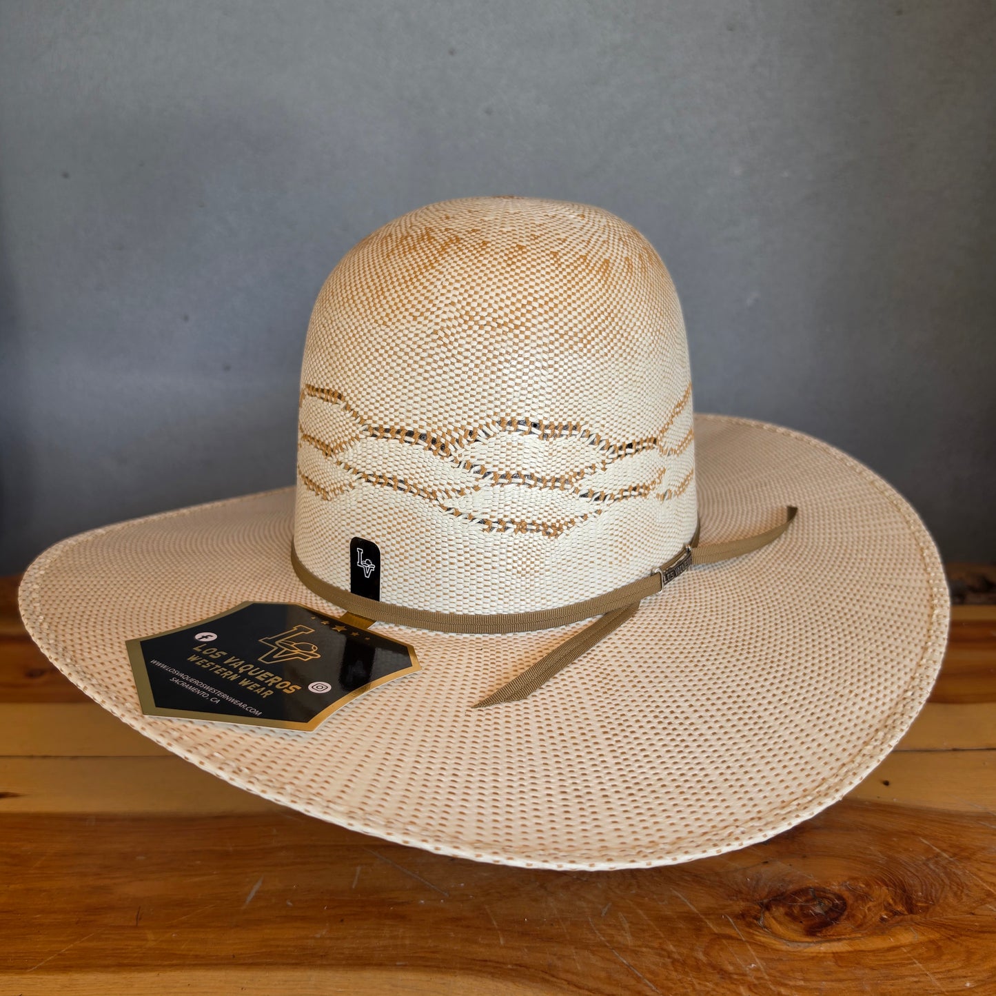 Los Vaqueros Straw Hat Open Regular Crown Bangora Honeycomb Tan Copper