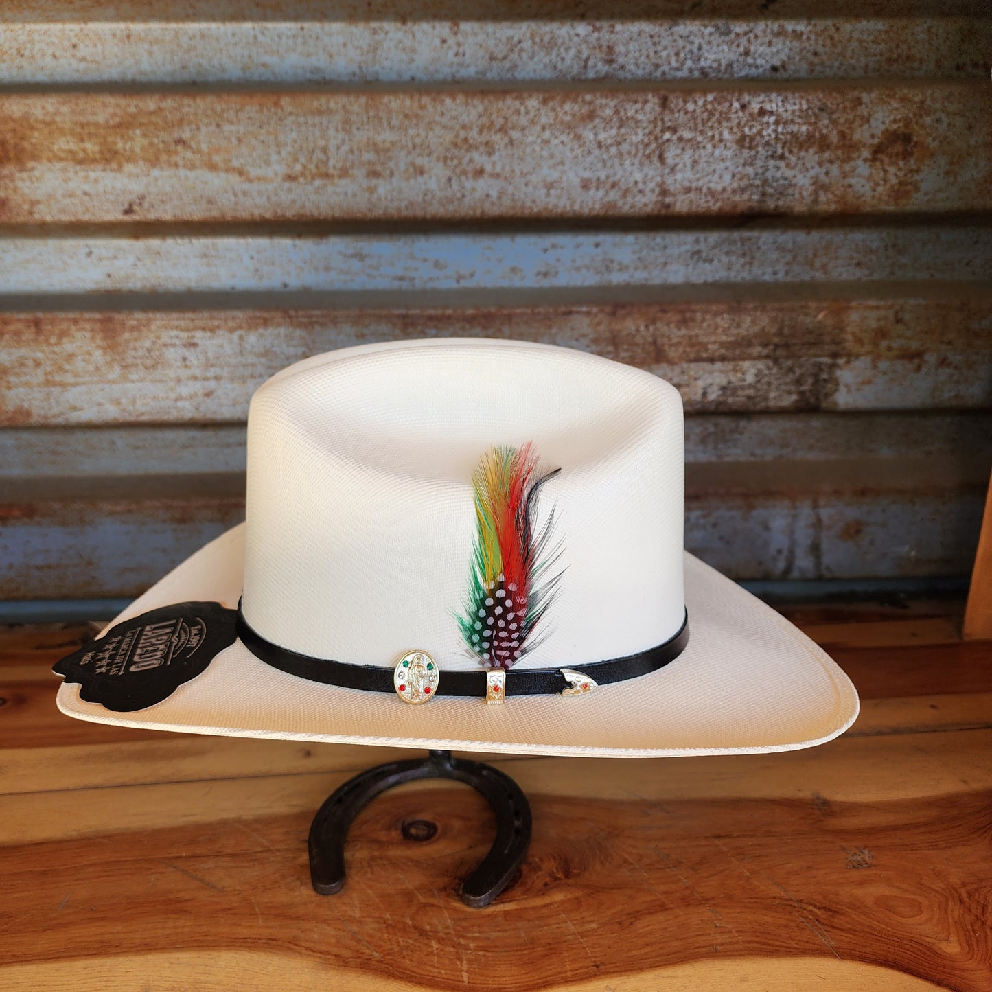 Laredo Straw Hat Telar "San Judas Tadeo" Regular Crown 1000x Estilo Sinaloa WHITE/BLACK