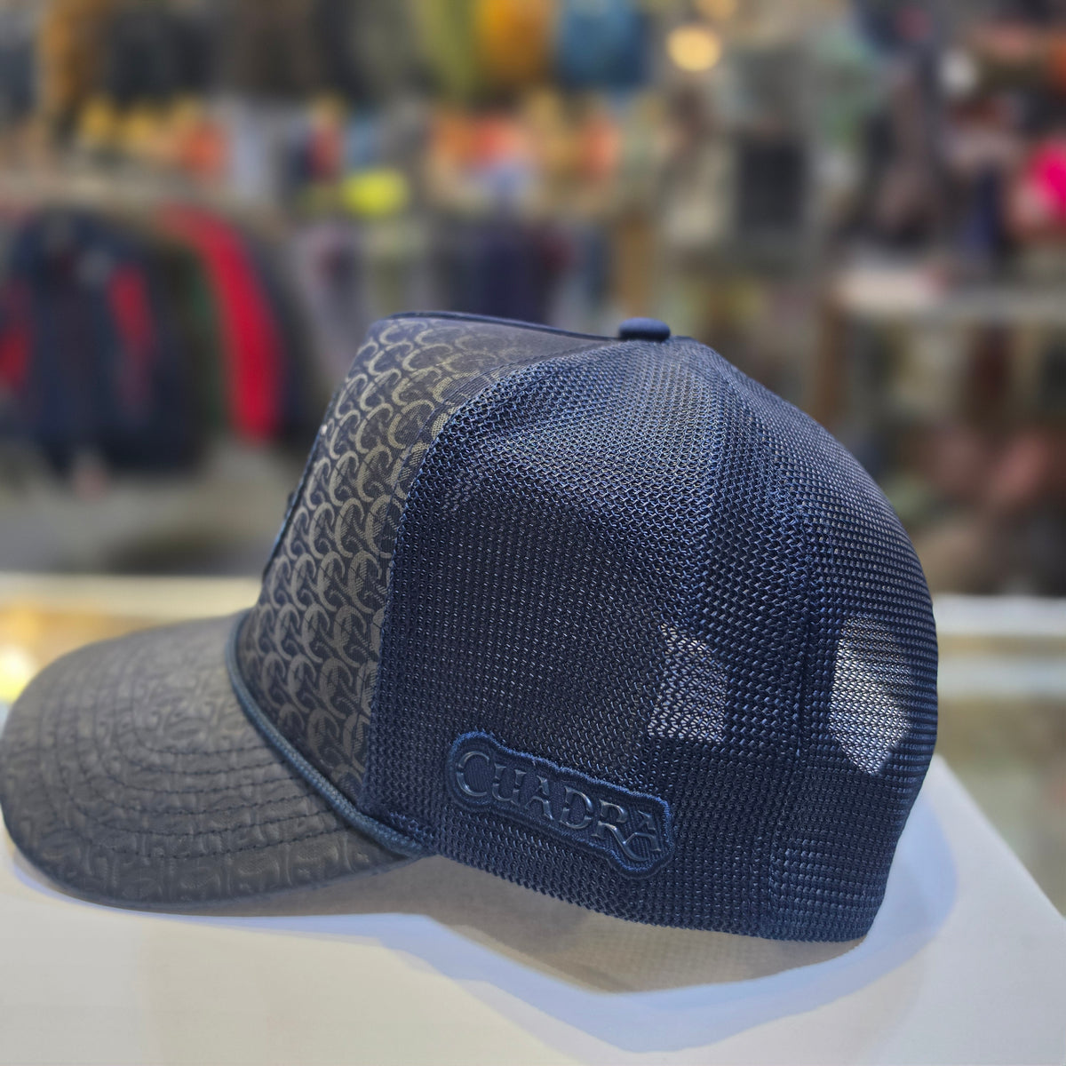 Cuadra Navy Blue Metal Patch Leather Cap Snapback CP011