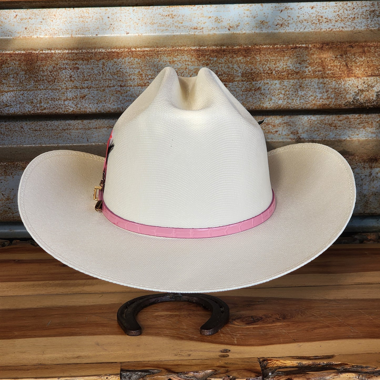 Laredo Straw Hat Telar "LA DAMA" Regular Crown 1000x Estilo Sinaloa WHITE/PINK