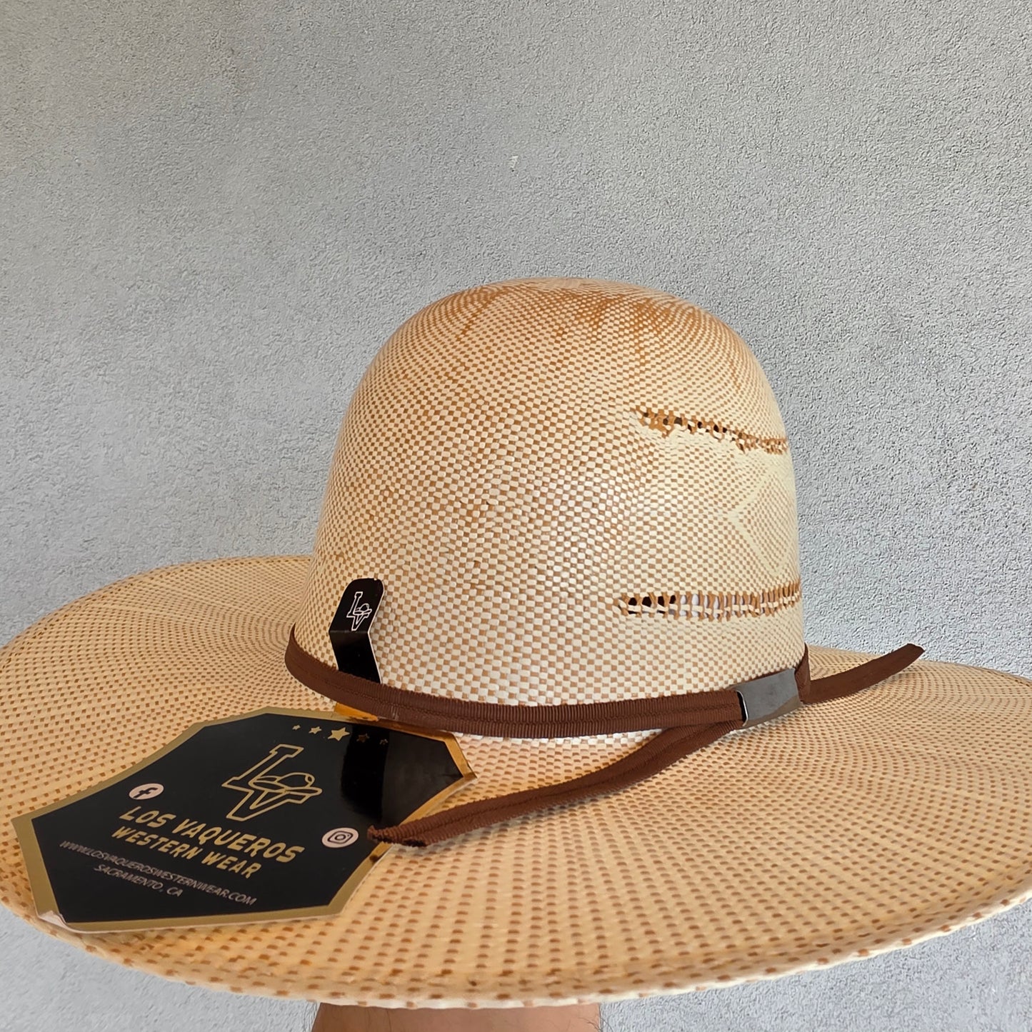 Los Vaqueros Kids Straw Hat Open Regular Crown Bangora Navajo Tan Copper