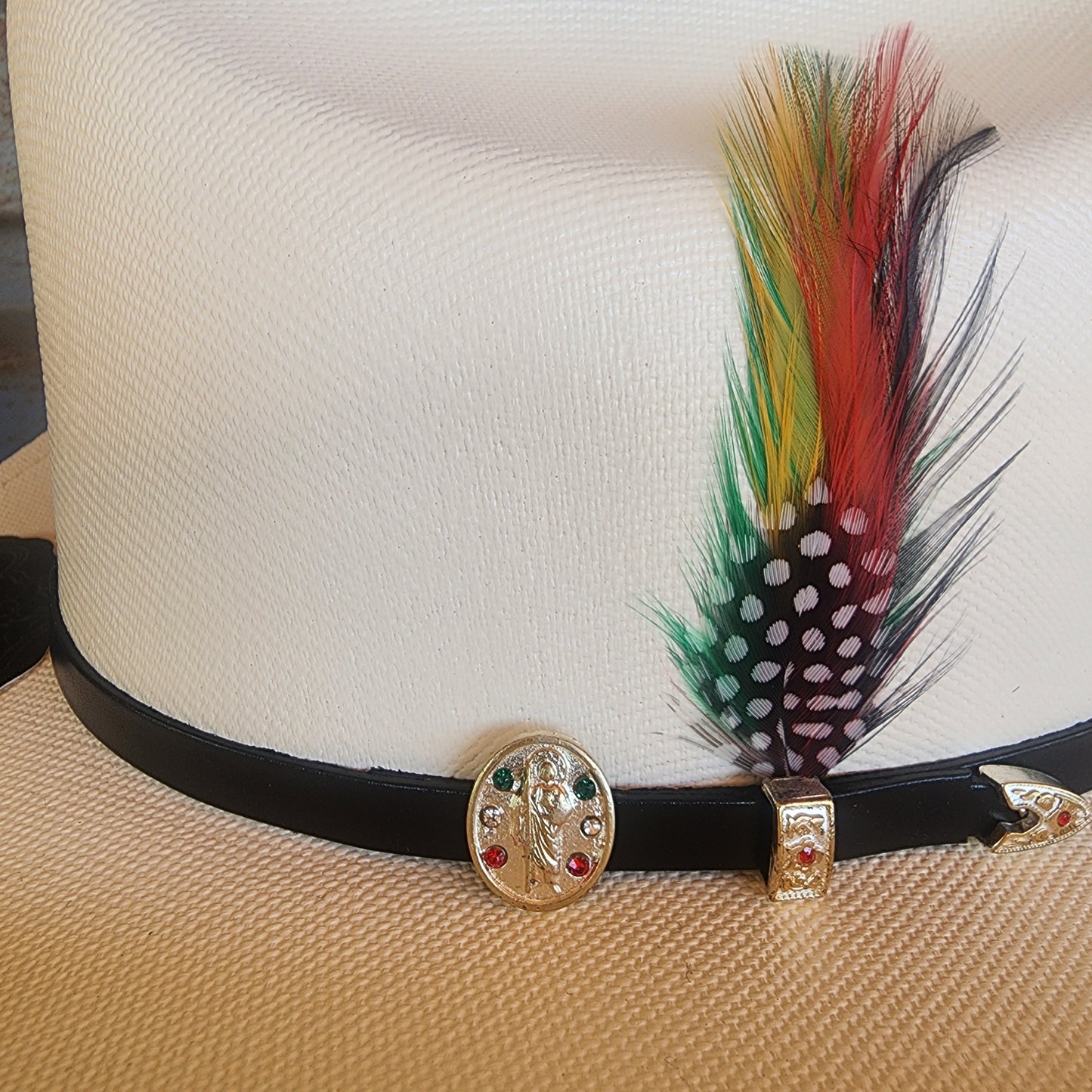 Laredo Straw Hat Telar "San Judas Tadeo" Regular Crown 1000x Estilo Sinaloa WHITE/BLACK