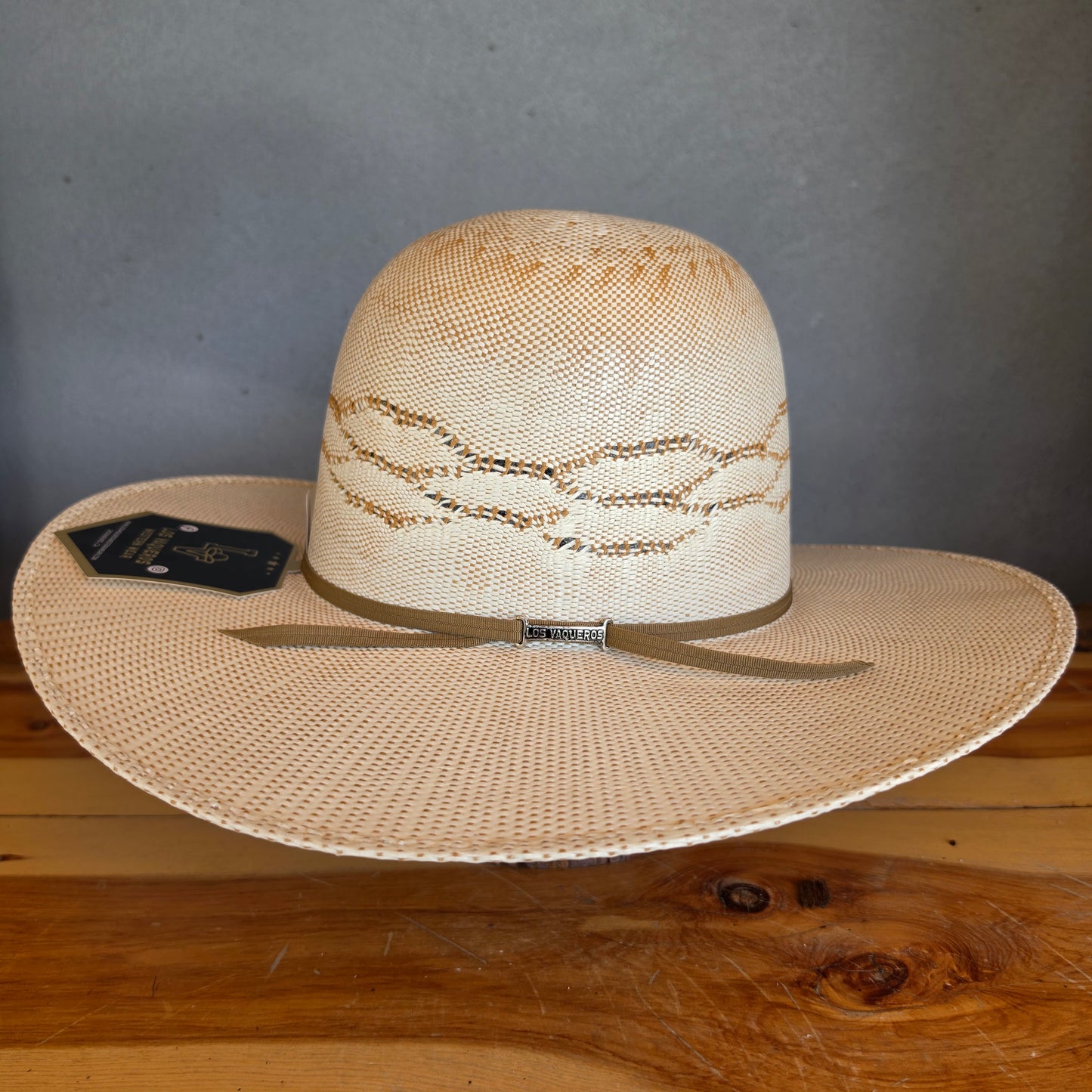 Los Vaqueros Straw Hat Open Regular Crown Bangora Honeycomb Tan Copper