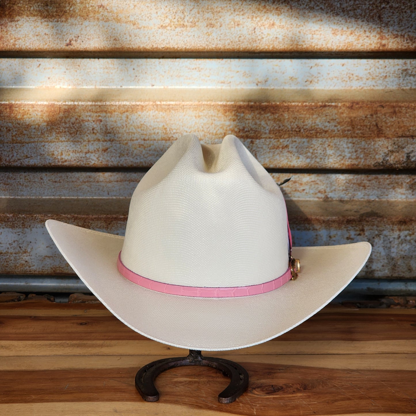 Laredo Straw Hat Telar "LA DAMA" Regular Crown 1000x Estilo Sinaloa WHITE/PINK