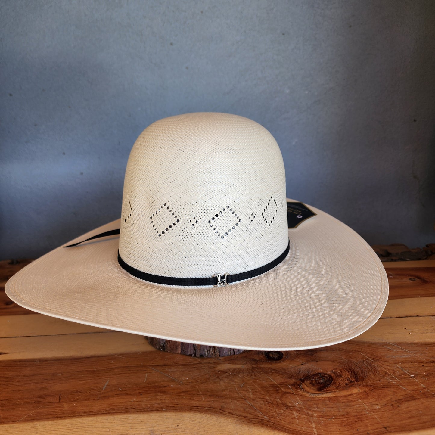 Los Vaqueros Straw Hat Open Regular Crown Diamond Ice White