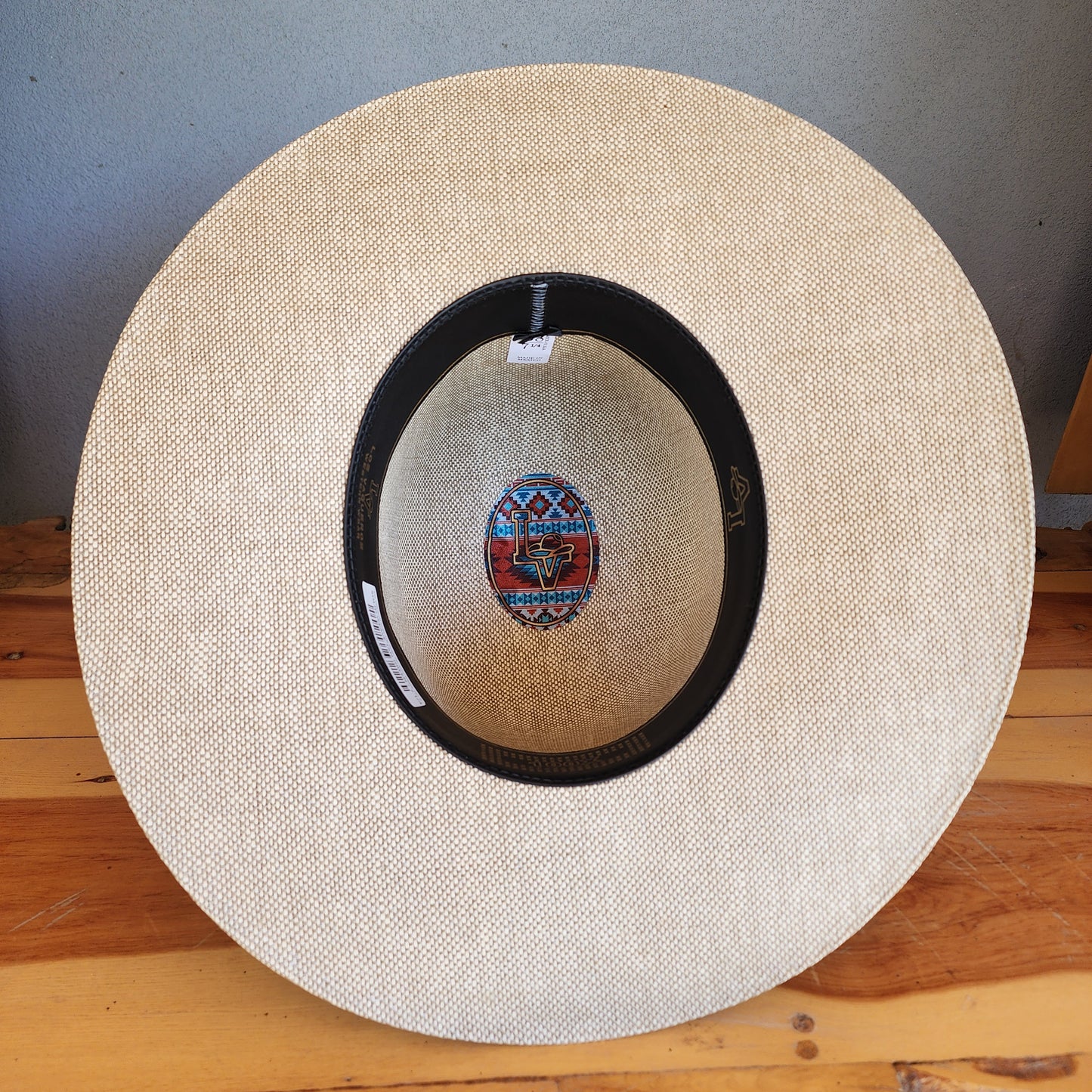 Los Vaqueros Straw Hat Open Tall Solid Weave Tan Green