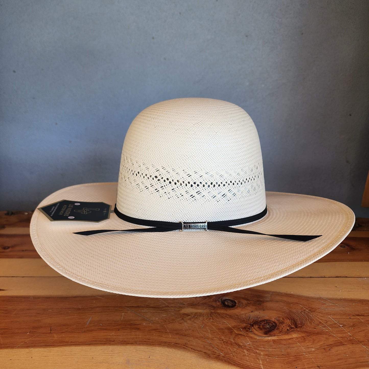 Los Vaqueros Straw Hat Open Regular Crown Narrow Road White