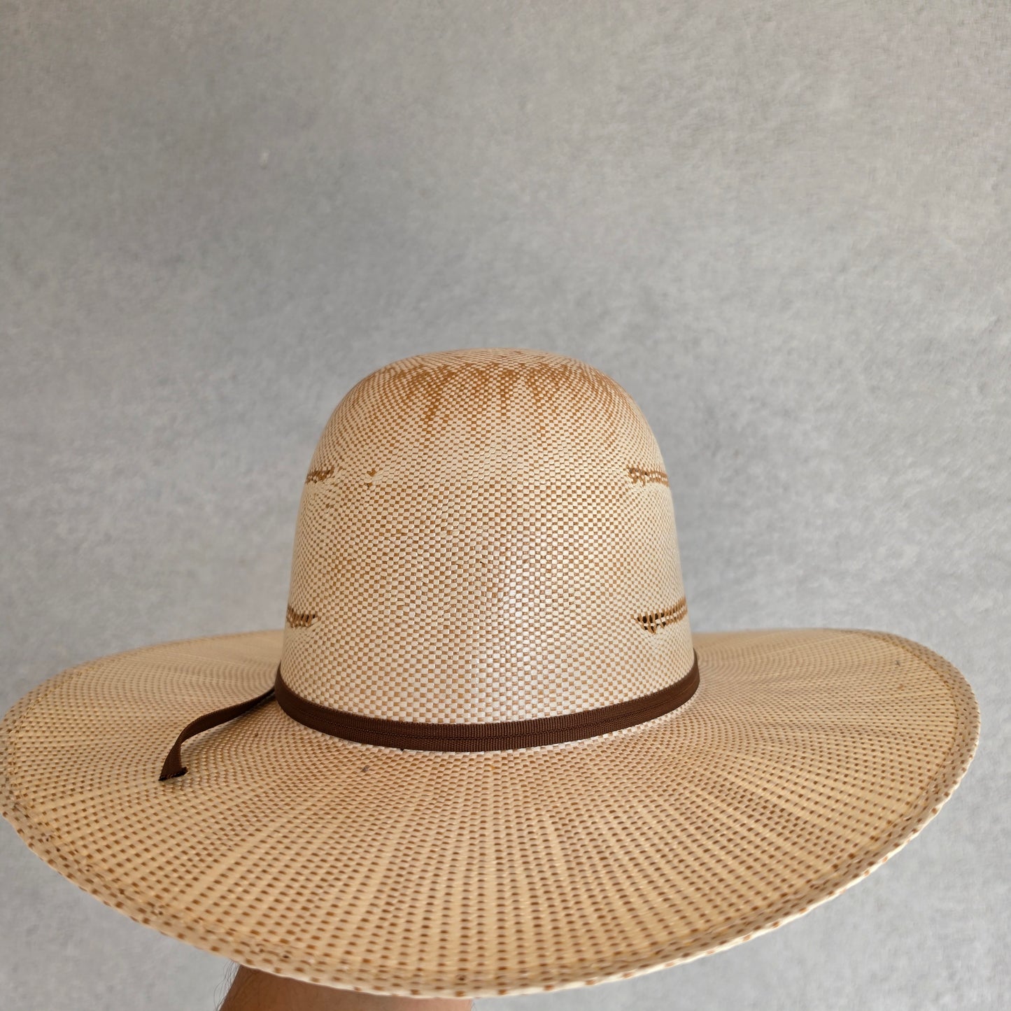 Los Vaqueros Kids Straw Hat Open Regular Crown Bangora Navajo Tan Copper