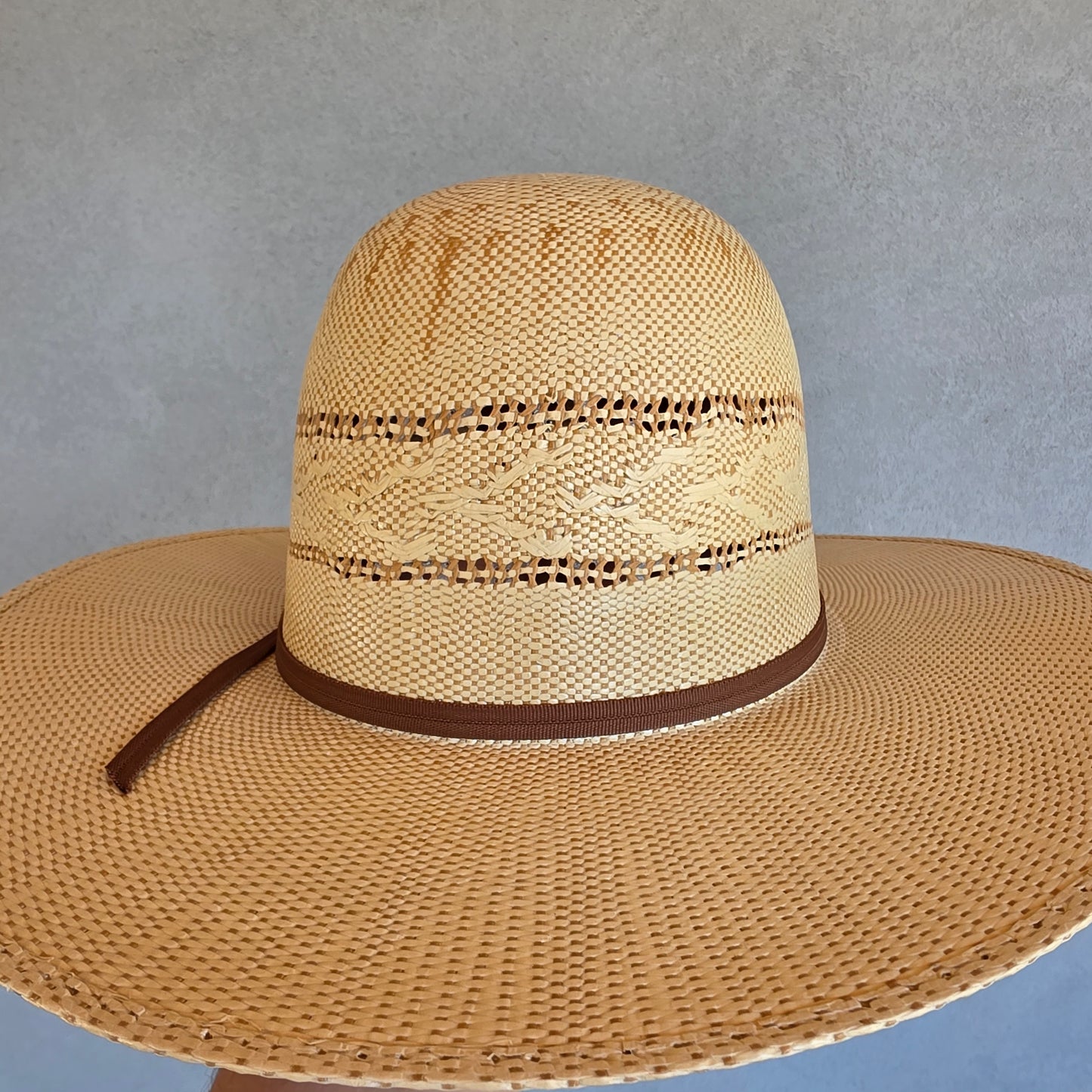 Los Vaqueros Kids Straw Hat Open Regular Crown Bangora Dirty Road Tan Copper
