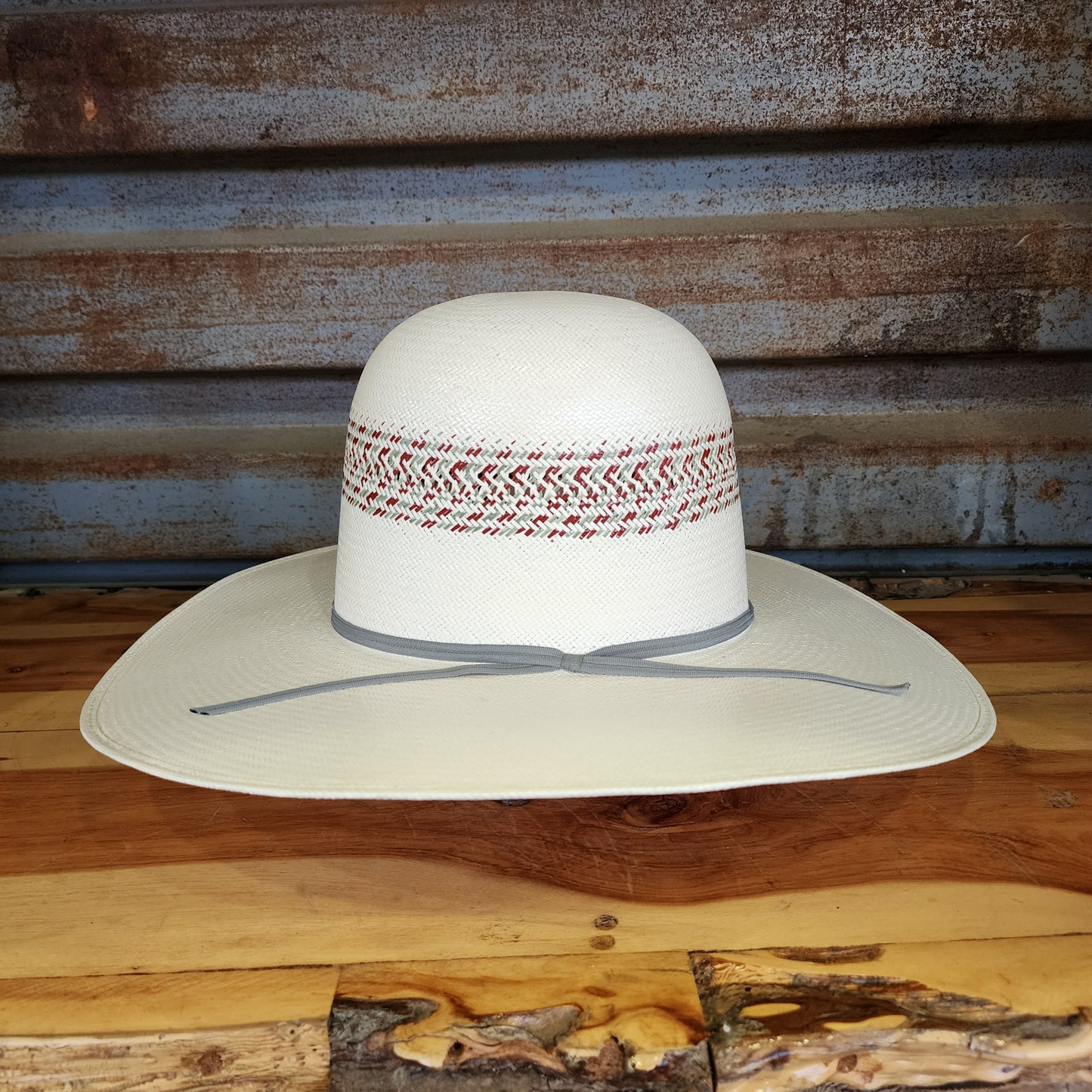 Los Vaqueros Straw Hat Regular Crown Red River White