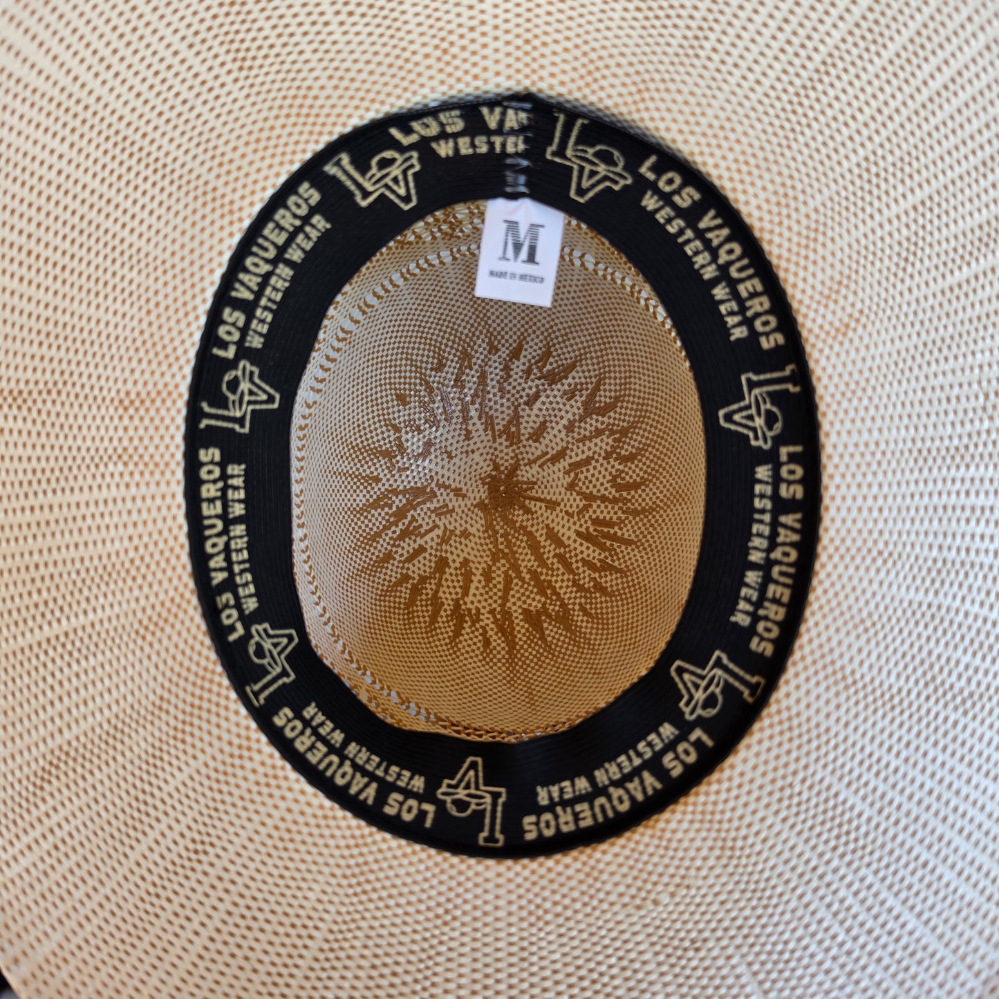 Los Vaqueros Kids Straw Hat Open Regular Crown Bangora Stars White Copper