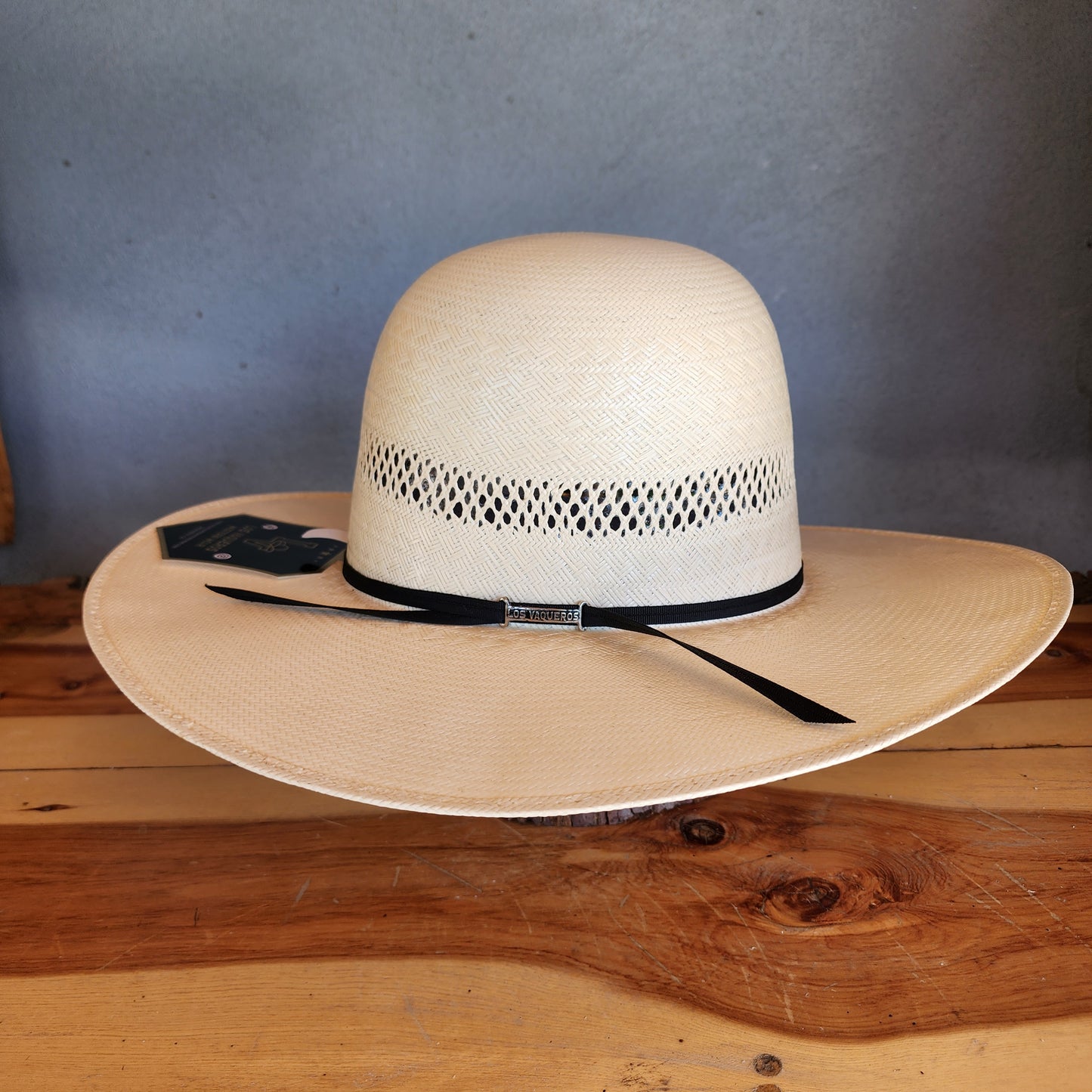 Los Vaqueros Straw Hat Open Regular Crown Rolling Dice White