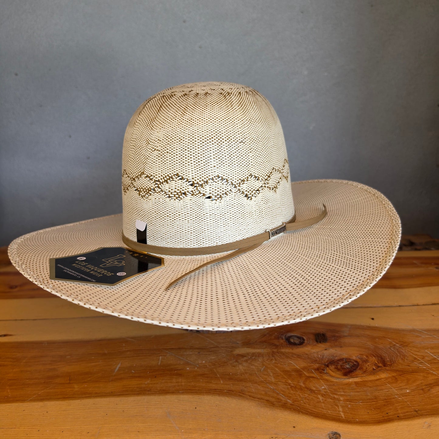 Los Vaqueros Straw Hat Open Regular Crown Bangora Diamond Tan Brown