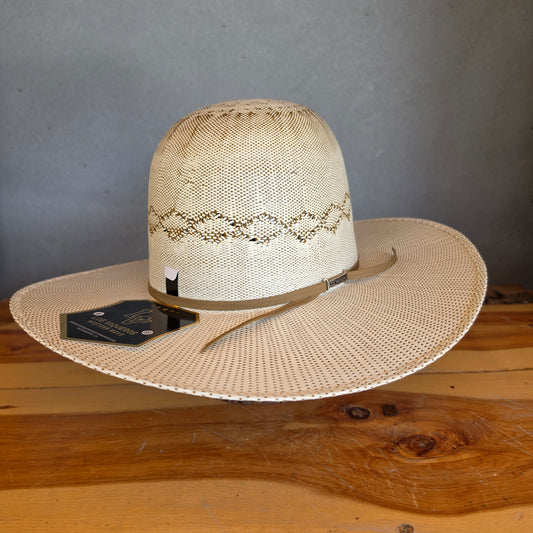 Los Vaqueros Straw Hat Open Regular Crown Bangora Diamond Tan Brown