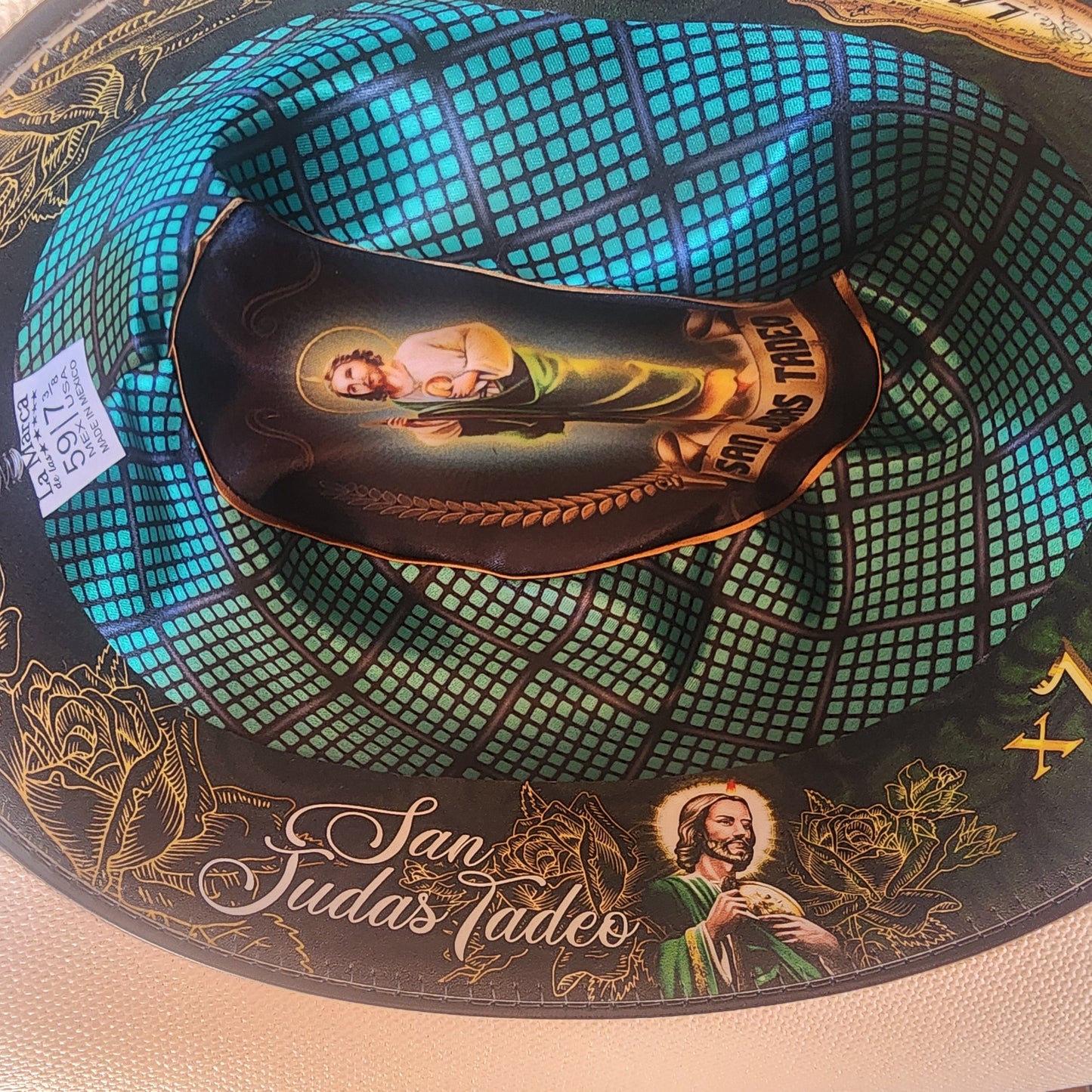 Laredo Straw Hat Telar "San Judas Tadeo" Regular Crown 1000x Estilo Sinaloa WHITE/BLACK